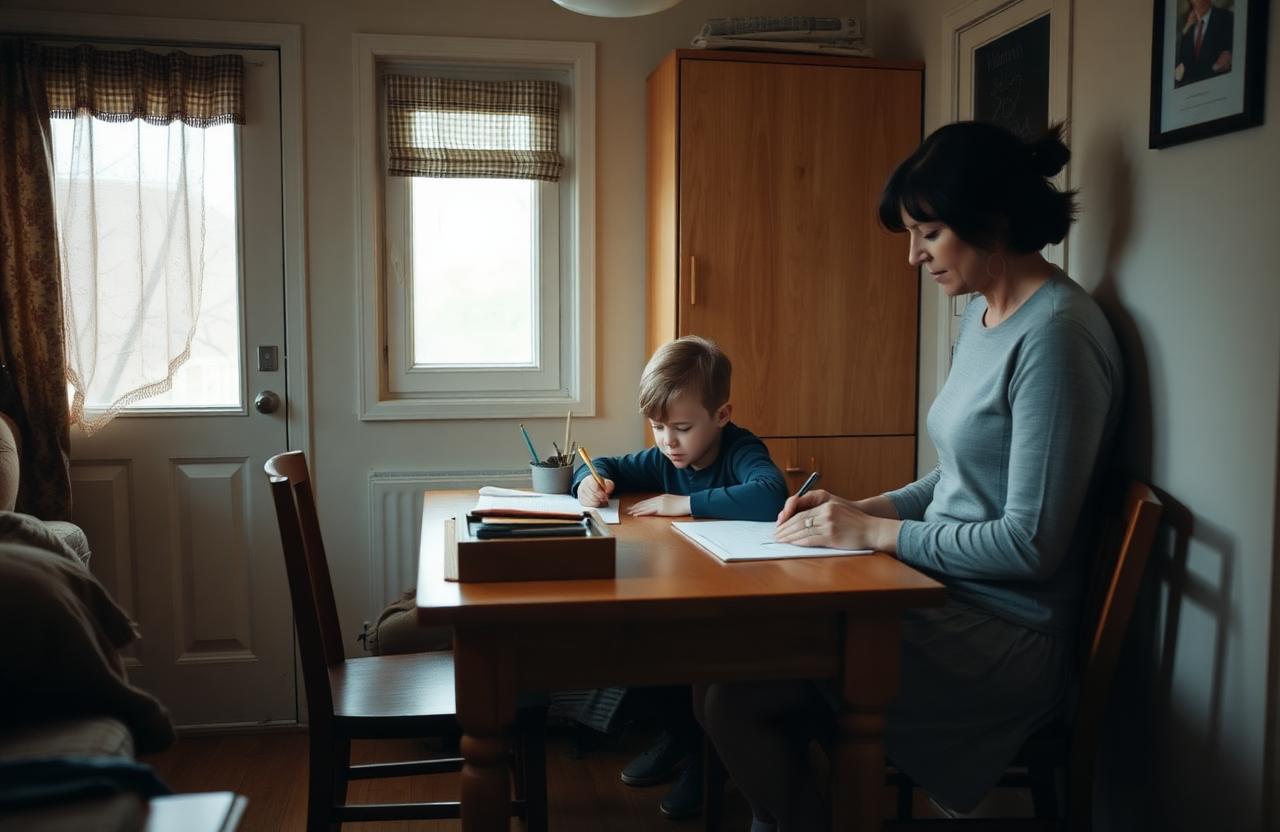 Enfants étudiant à la maison